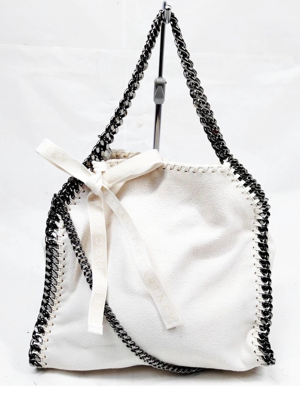 Stella McCartney White Falabella Shoulder Bag with Chain Trim